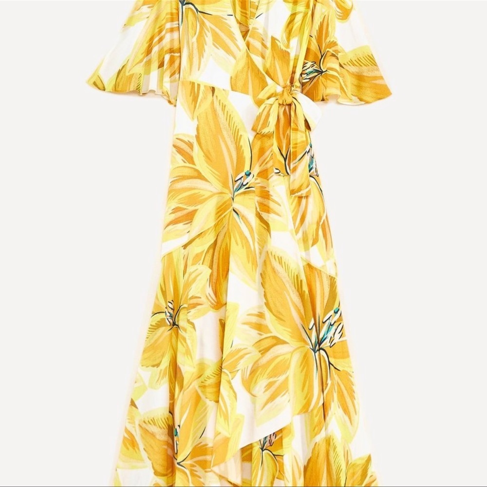 EUC FARM Rio Azalea yellow Wrap Dress - Picture 2 of 7